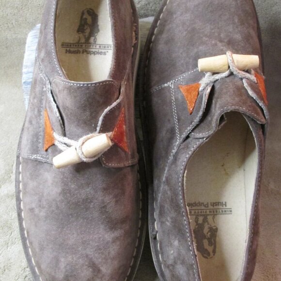 Hush Puppies Suede Mens Shoes Brown US Size 9 Natural Button Up MINT Condition - Picture 15 of 16